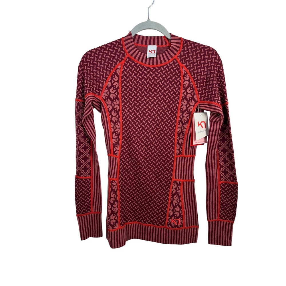 Kari Traa Smekker LS Base Layer Women Small Rouge New 100% Merino Wool 622682